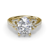 18K Yellow Gold Oval Love Knot Diamond Semi-Mount Engagement Ring