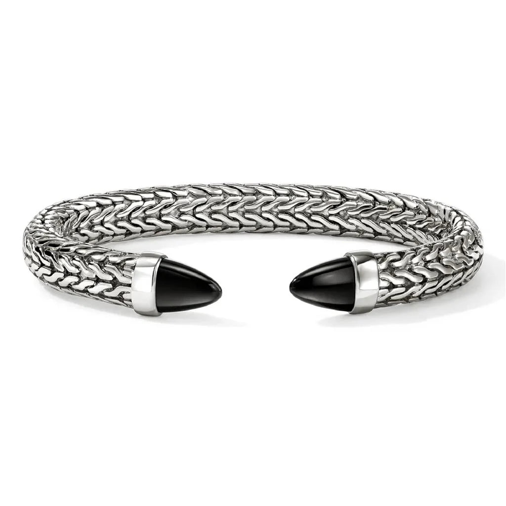 Sterling Silver and Black Onyx Spear 50 Flex Cuff Bracelet