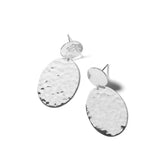 Crinkle Hammered Oval Snowman Earrings 925 silver