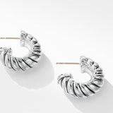 Sculpted Cable Shrimp Earrings in Sterling Silver, 20.5mm