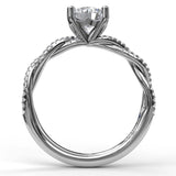 18K White Gold Petite Diamond Twist Semi-Mount Engagement Ring