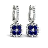 18K White Gold Adella Cushion Diamond & Multi-Sapphire Earrings