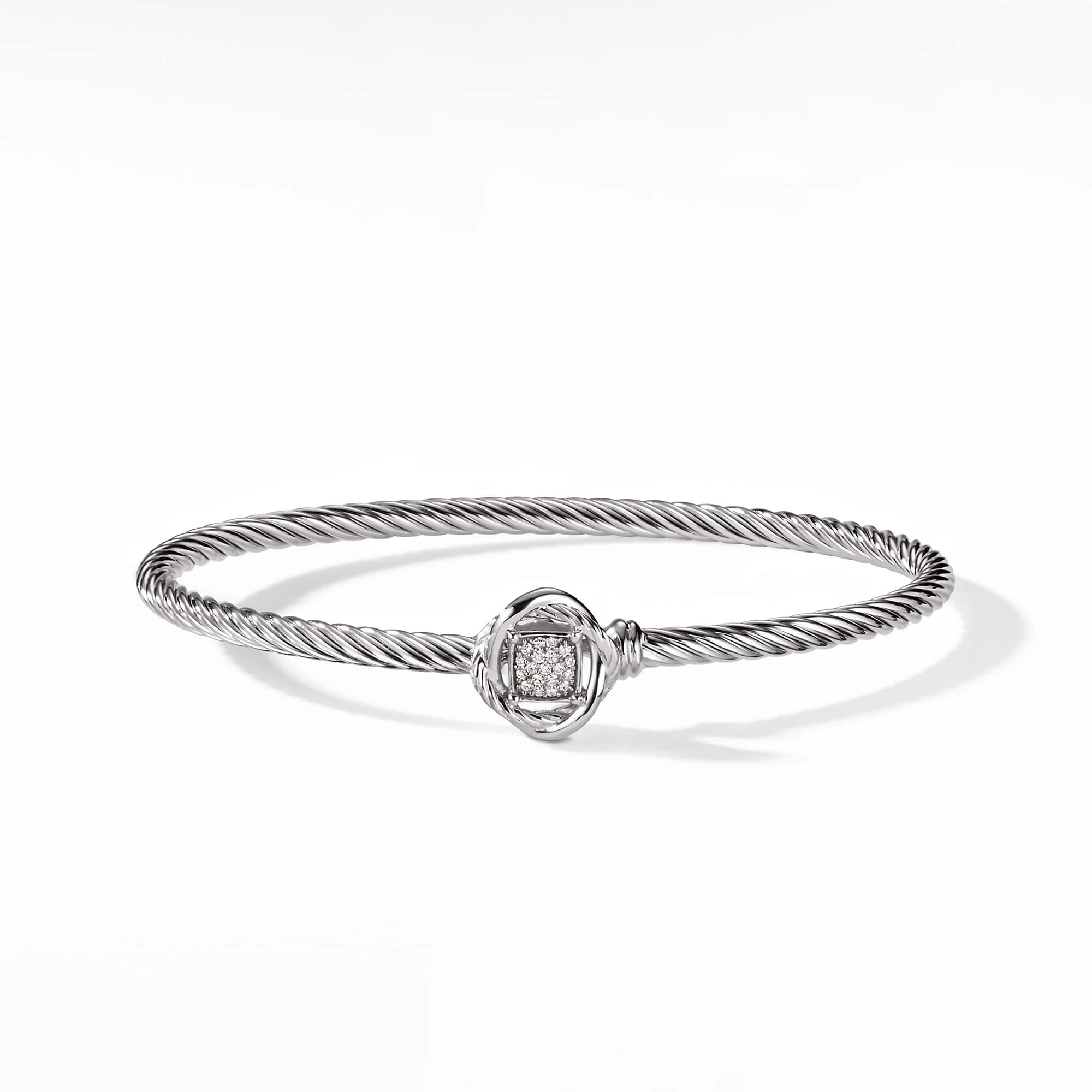 Infinity Bracelet in Sterling Silver with Diamonds, 3mm