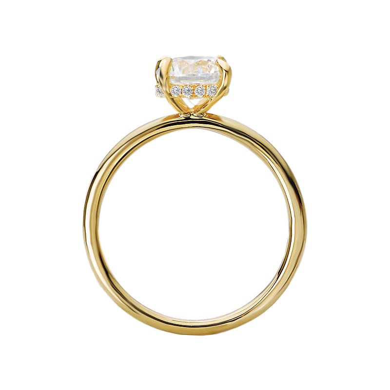 14K Yellow Gold Diamond Hidden Halo Engagement Ring