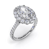 18K White Gold Beautiful Floral Halo Diamond Semi-Mount Engagement Ring
