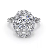 18K White Gold Beautiful Floral Halo Diamond Semi-Mount Engagement Ring