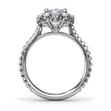 18K White Gold Beautiful Floral Halo Diamond Semi-Mount Engagement Ring