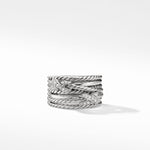 Double X Crossover Ring in Sterling Silver with Diamonds, 13mm