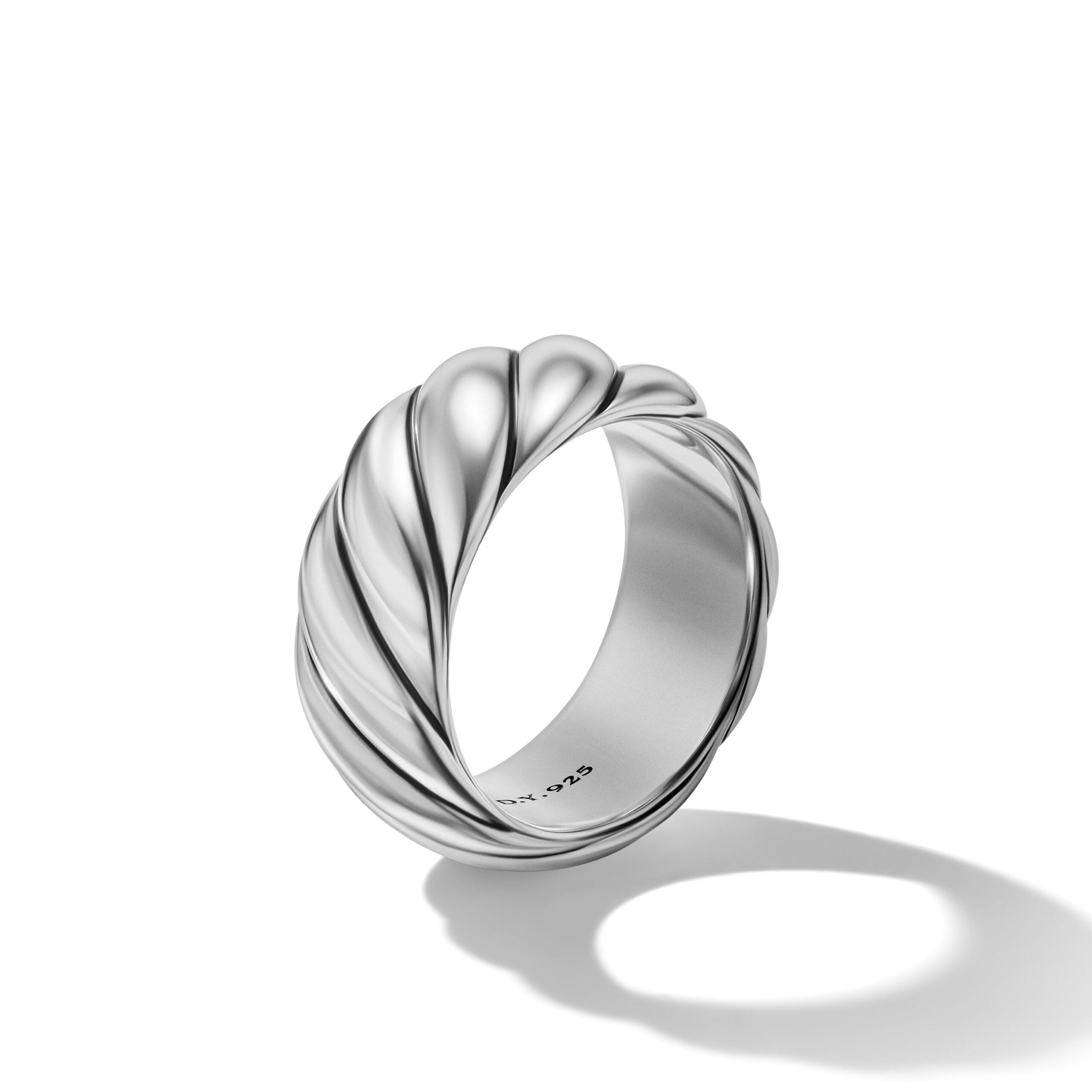 Sculpted Cable Band Ring in Sterling Silver, 9mm