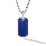 Chevron Tag in Sterling Silver with Lapis Lazuli, 27mm