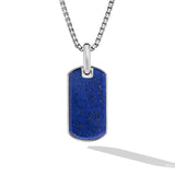 Chevron Tag in Sterling Silver with Lapis Lazuli, 27mm