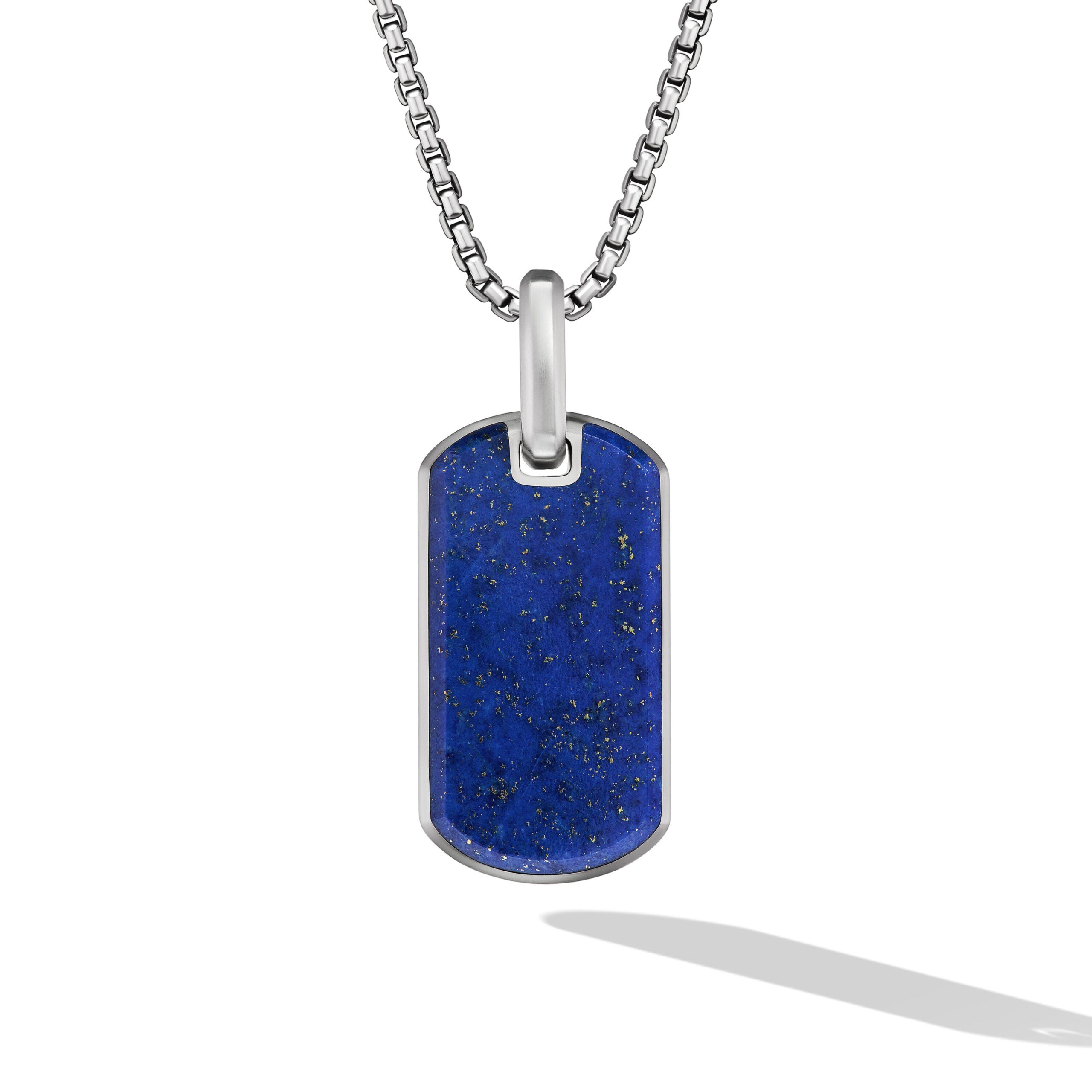 Chevron Tag in Sterling Silver with Lapis Lazuli, 27mm