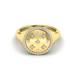 Amuleta Star Diamond Signet Ring in 18K Yellow Gold