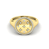 Amuleta Star Diamond Signet Ring in 18K Yellow Gold