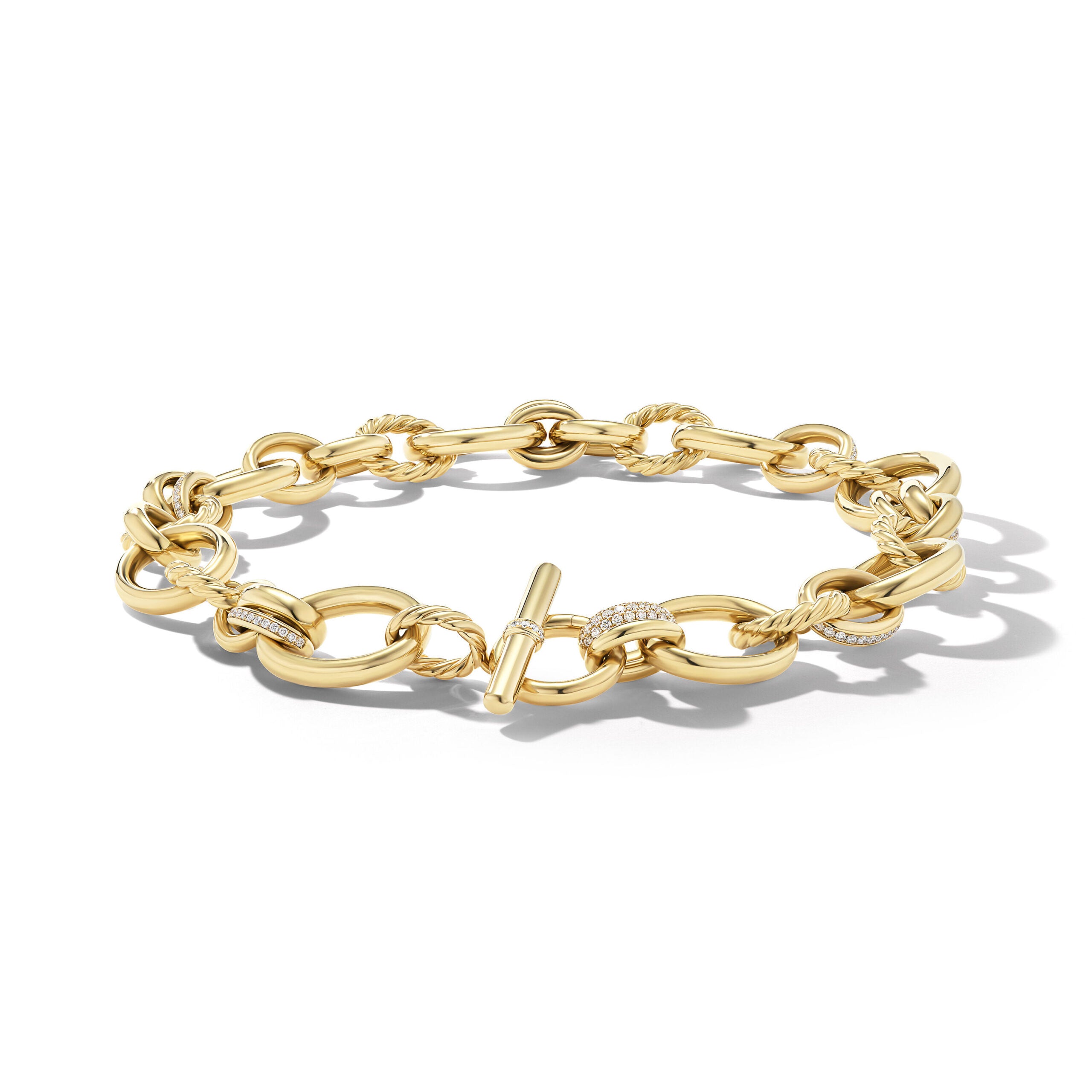 DY Mercer Chain Necklace in 18K Yellow Gold with Diamonds, 25mm