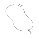 Pavé Initial Pendant Necklace in Sterling Silver with Diamond J