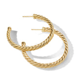 Sculpted Cable Hoop Earrings in 18K Yellow Gold, 1.75in