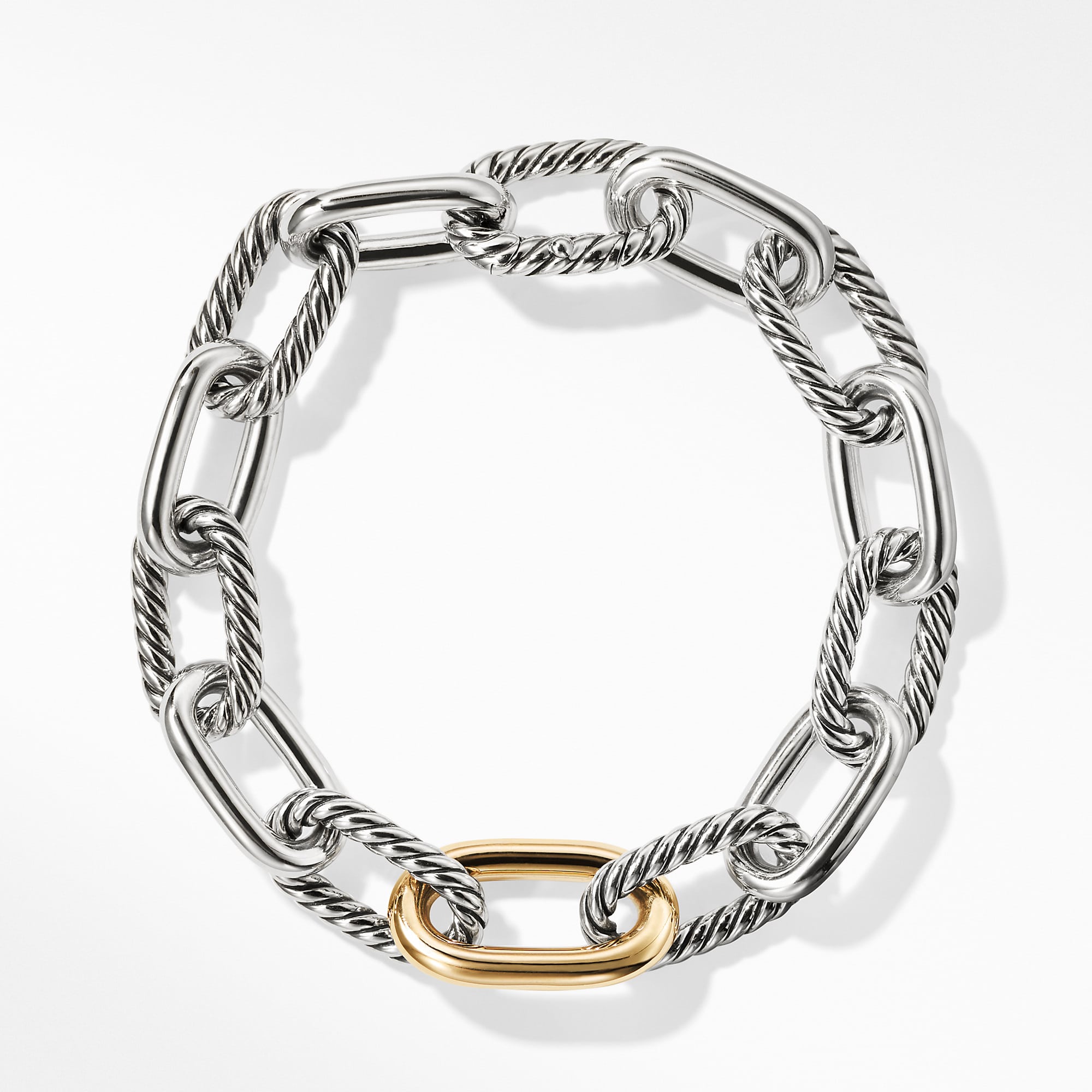 DY Madison® Chain Bracelet in Sterling Silver with 18K Yellow Gold, 11mm