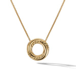 Petite Pavé Crossover Pendant Necklace in 18K Yellow Gold with Diamonds, 15.5mm