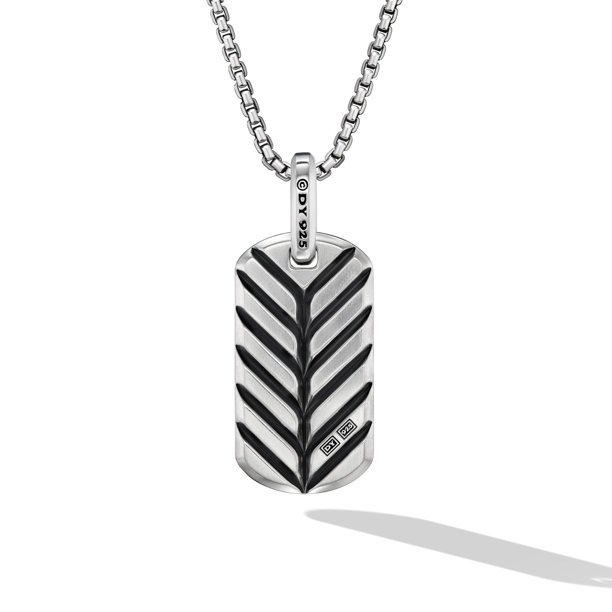 Chevron Tag in Sterling Silver with Lapis Lazuli, 27mm