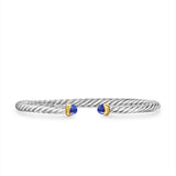 Cable Flex Bracelet in Sterling Silver with 14K Yellow Gold and Lapis Lazuli, 4mm