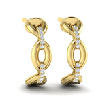 Reina Petite Interlocked Diamond Hoop Earrings in 18K Yellow Gold