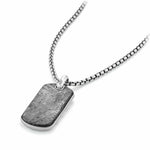 Chevron Tag in Sterling Silver with Meteorite, 35mm