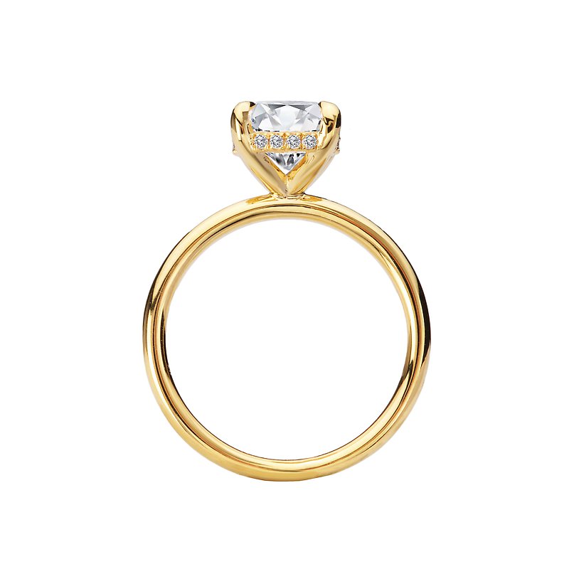 14K Yellow Gold Diamond Semi- Mount Hidden Halo Engagement Ring