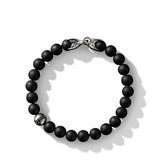 Spiritual Beads Bracelet in Sterling Silver with Black Onyx and Pavé Black Diamond Accent, 8mm