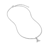 Pavé Initial Pendant Necklace in Sterling Silver with Diamond A