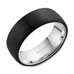 Bleu Royale 7.5mm Men’s Wedding Band in 14K White Gold & Black Forged Carbon Fiber