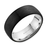 Bleu Royale 7.5mm Men’s Wedding Band in 14K White Gold and Black Forged Carbon Fiber