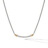 Petite Helena Wrap Station Necklace in Sterling Silver with 18K Yellow Gold and Diamonds, 29mm