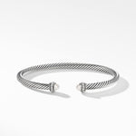 Classic Cable Bracelet in Sterling Silver with Pearls and Diamonds, 4mm
