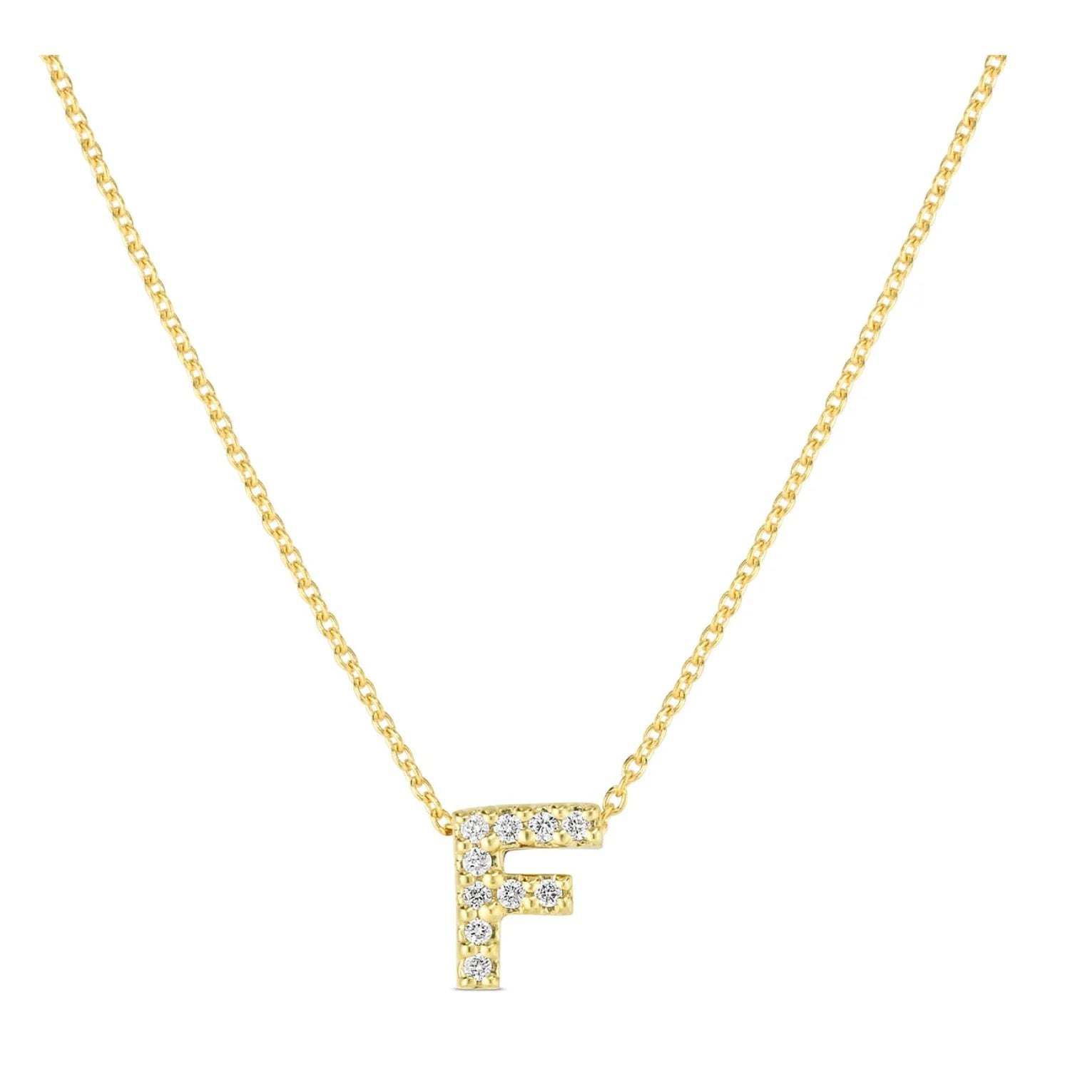 18K Yellow Gold Tiny Treasures “F” Love Letter Pendant Necklace