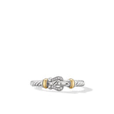 Petite Buckle Ring in Sterling Silver with 18K Yellow Gold and Diamonds, 2mm