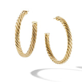 Sculpted Cable Hoop Earrings in 18K Yellow Gold, 1.75in