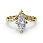 18K Yellow Gold V-Shape Bypass Marquise Semi-Mount Engagement Ring
