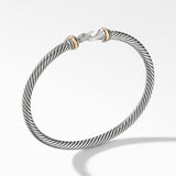 Buckle Classic Cable Bracelet in Sterling Silver with 18K Yellow Gold, 4mm