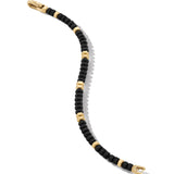 Hex Bead Bracelet with Black Onyx and 18K Yellow Gold, 6mm