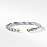 Classic Cable Bracelet in Sterling Silver with 14K Yellow Gold and Peridot, 5mm