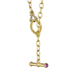 Beaded Rhodolite and Diamond Toggle Necklace