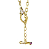 Beaded Rhodolite and Diamond Toggle Necklace