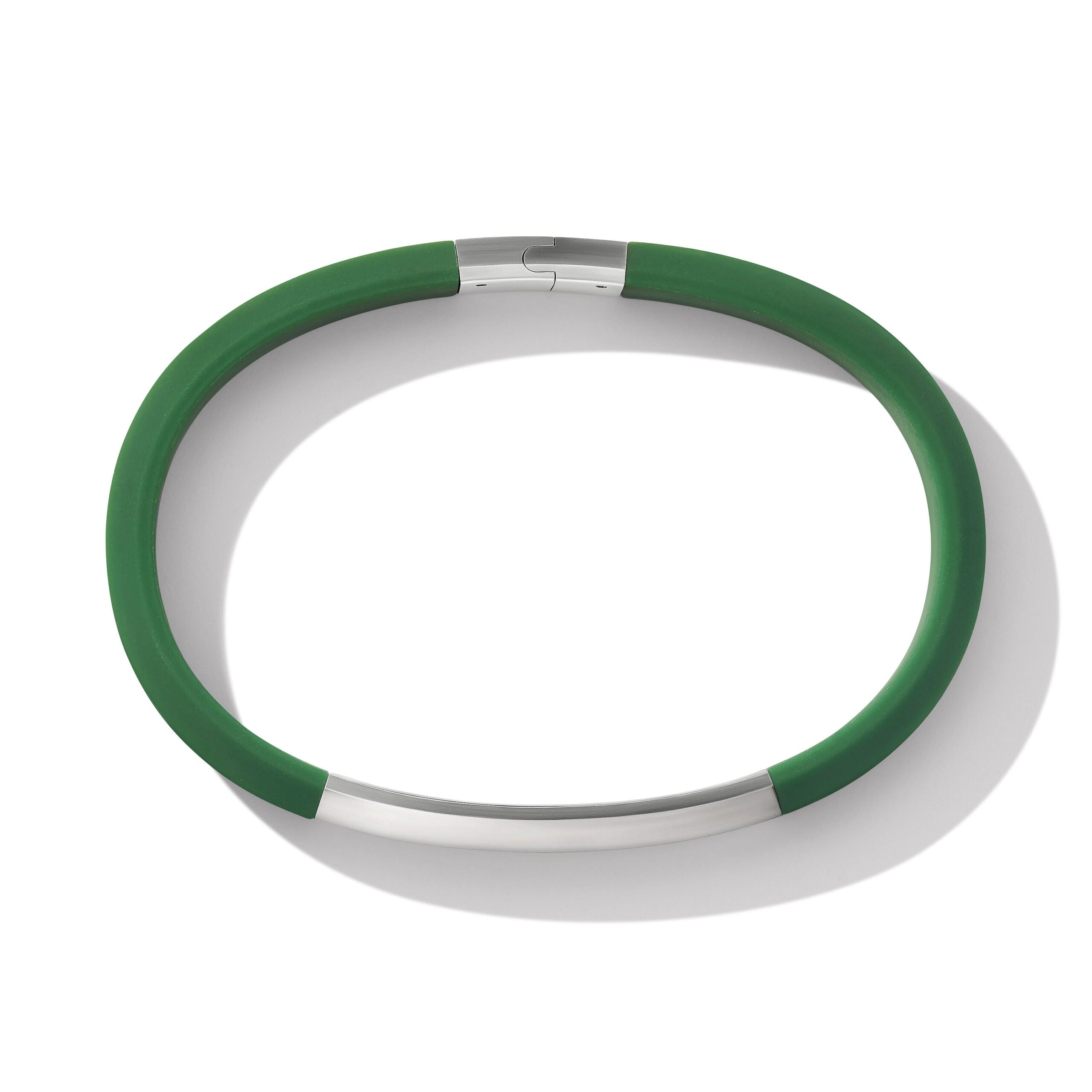Streamline® ID Bracelet in Green Rubber with Sterling Silver, 8mm