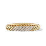 Sculpted Cable Bracelet in 18K Yellow Gold with Diamonds, 10mm