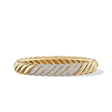 Sculpted Cable Bracelet in 18K Yellow Gold with Diamonds, 10mm