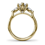 18K Yellow Gold Marquise Three-Stone Diamond Semi-Mount Engagement Ring