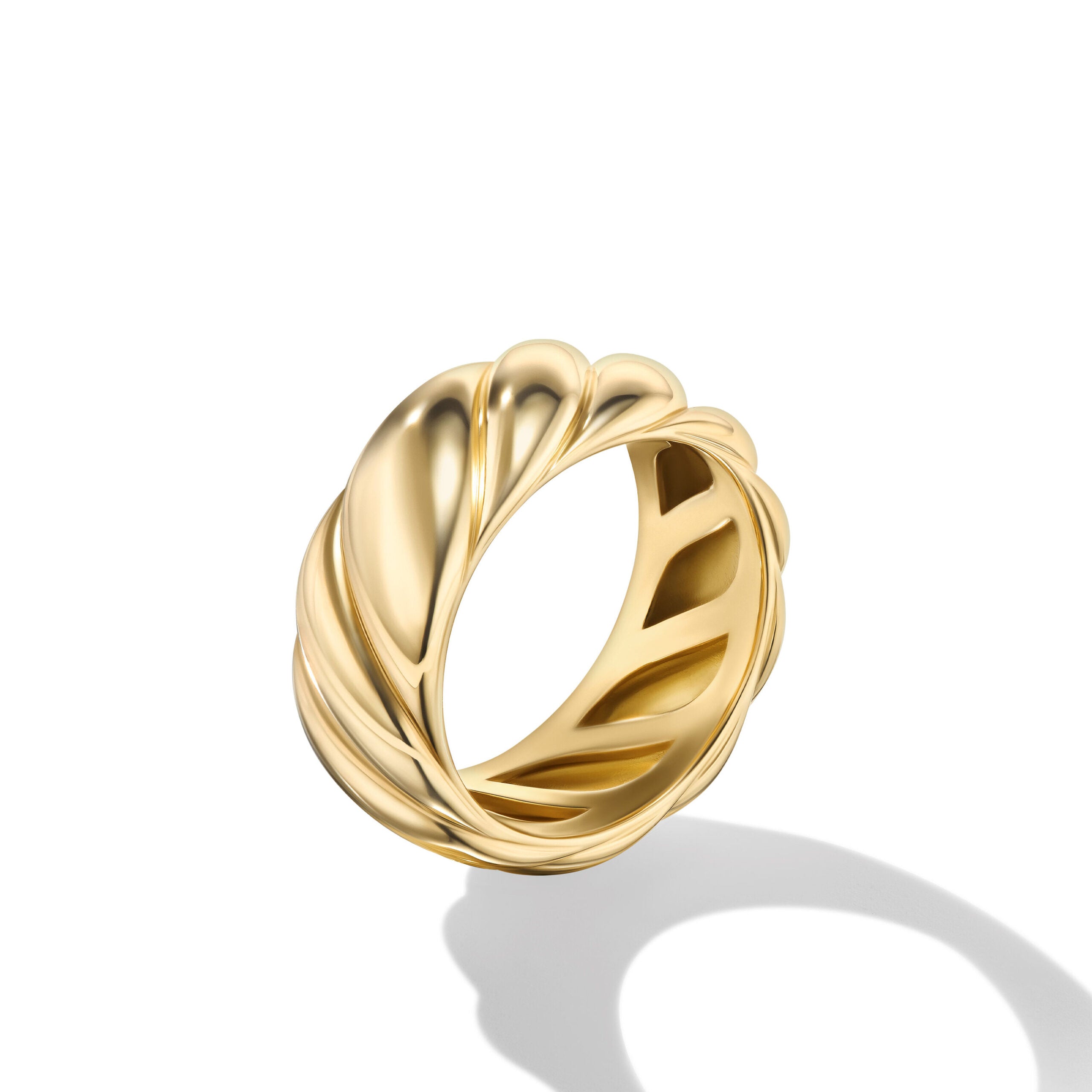 Sculpted Cable Band Ring in 18K Yellow Gold, 9mm