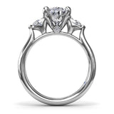 18K White Gold Three-Stone Pear Diamond Semi-Mount Engagement Ring
