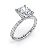 18K White Gold Diamond Collar Semi-Mount Engagement Ring